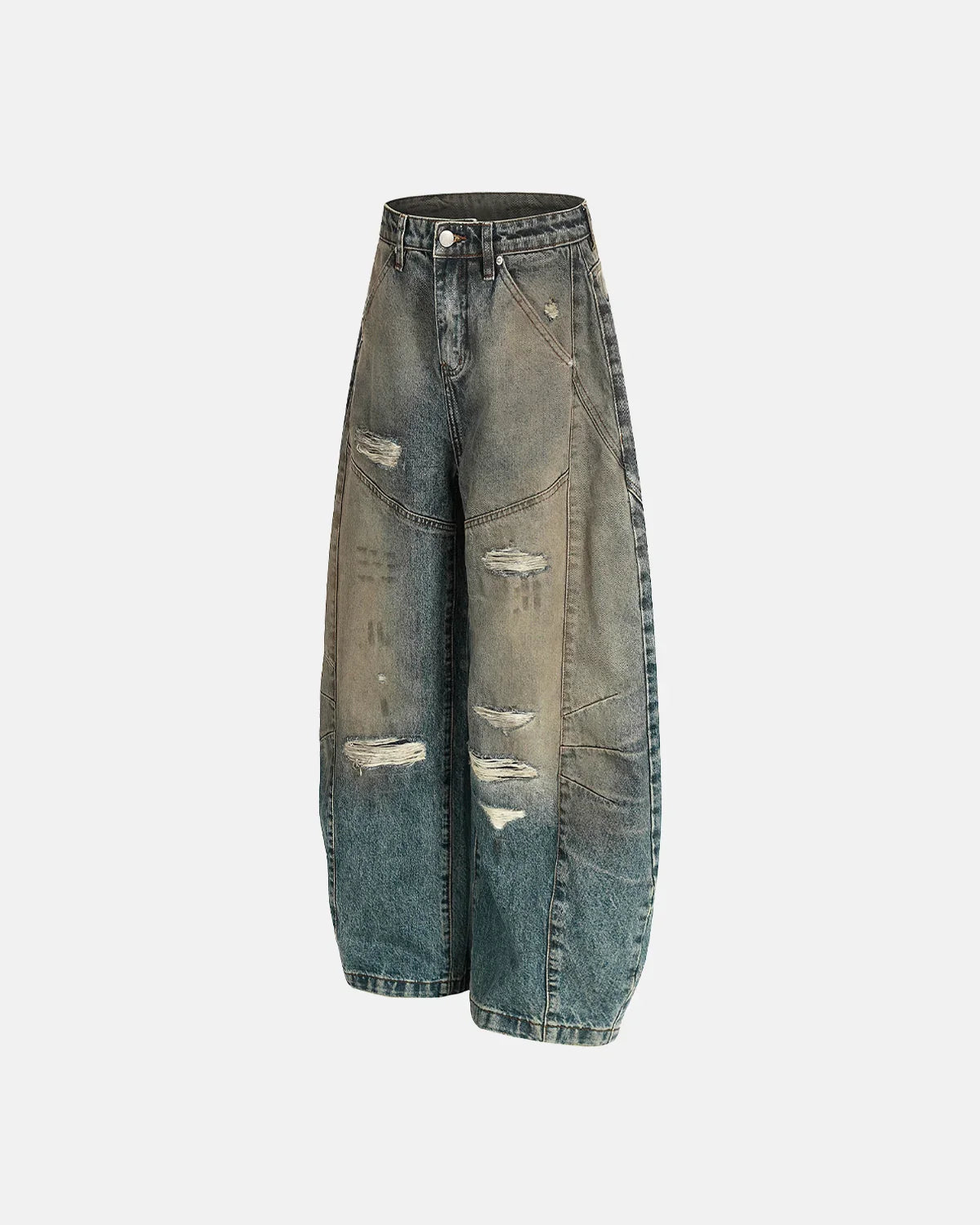 Jeans barrel sucios y rotos