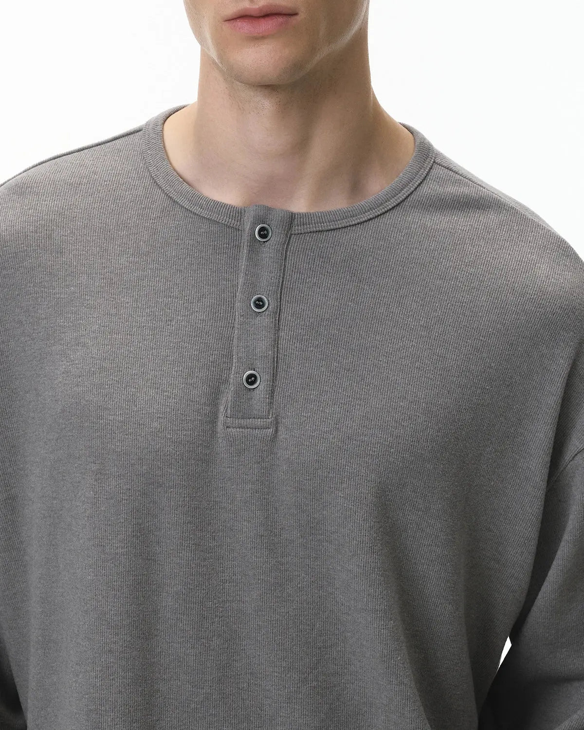 Henley Collar Long Sleeve Tees