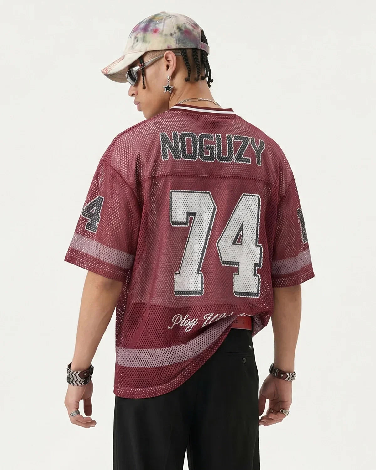 V-neck Graphic Mesh Jersey