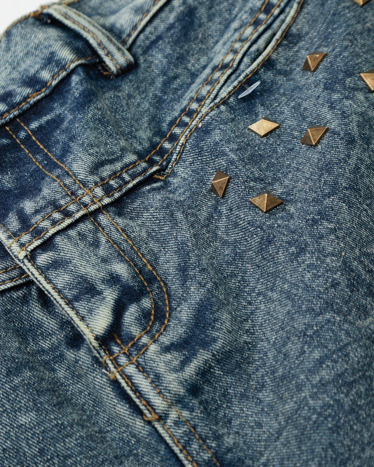 Studded Washed Long Baggy Jorts