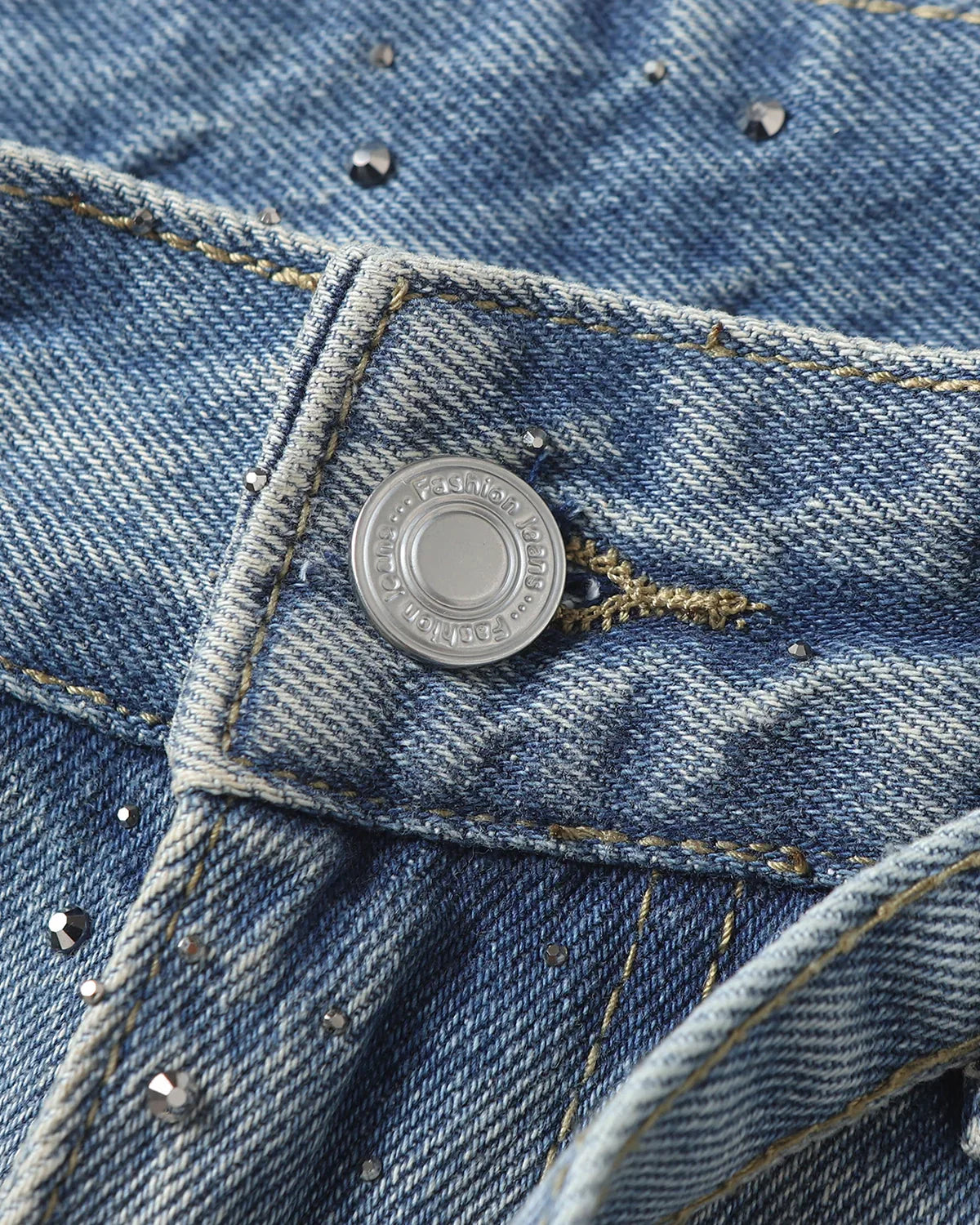 Rhinestone Baggy Barrel Jeans