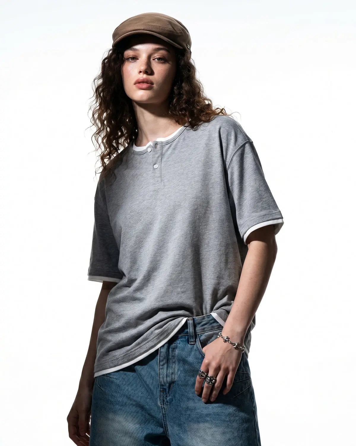 Old Money Layered Henley T-Shirt