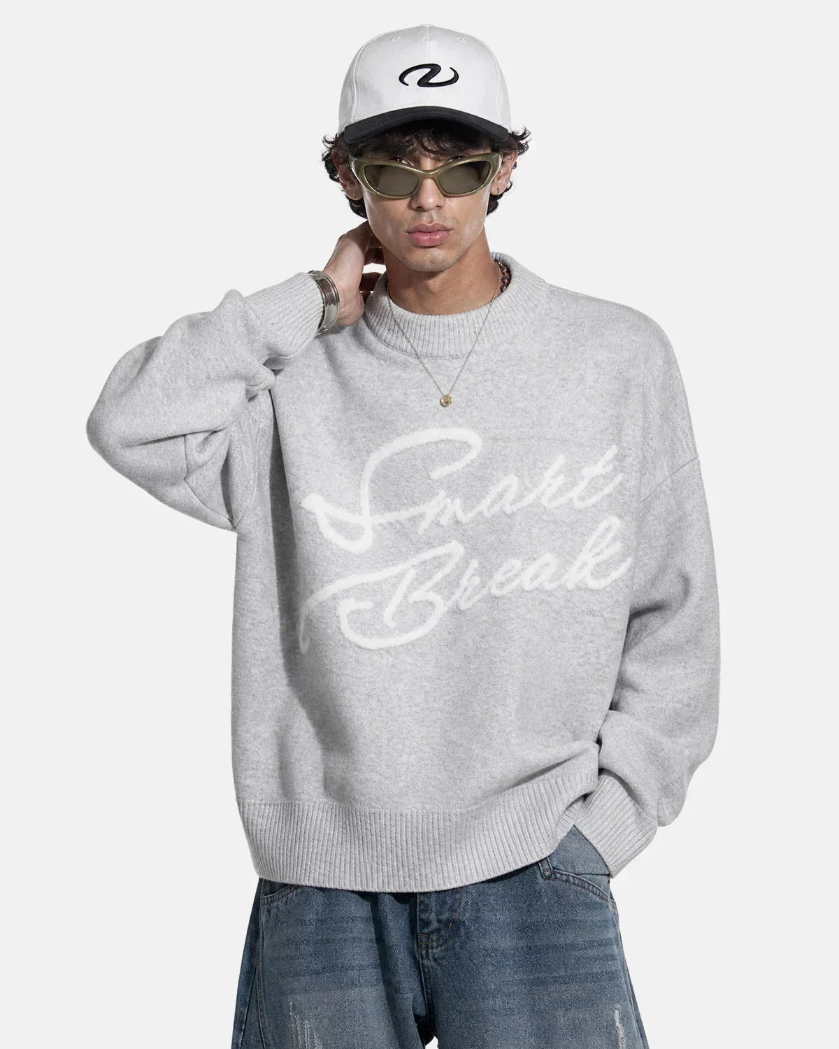 Script Letter Graphic Knit Sweater