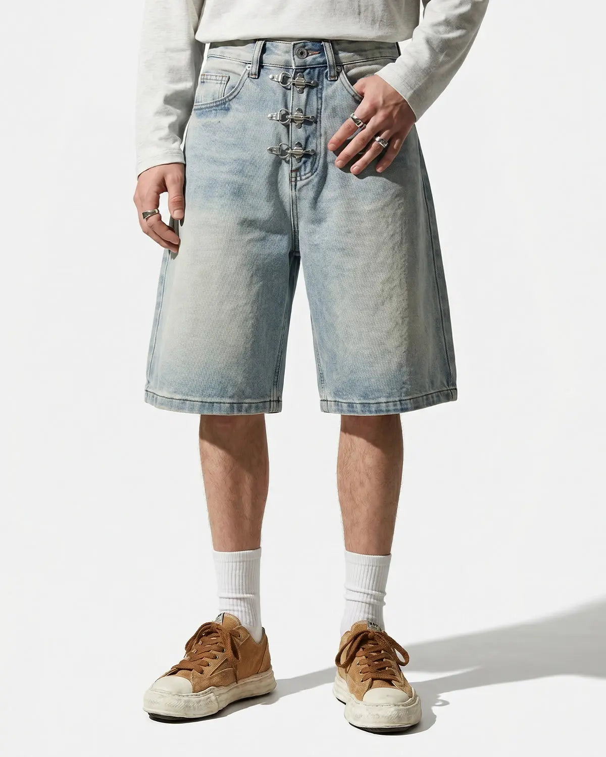Metal Clasp Baggy Jorts