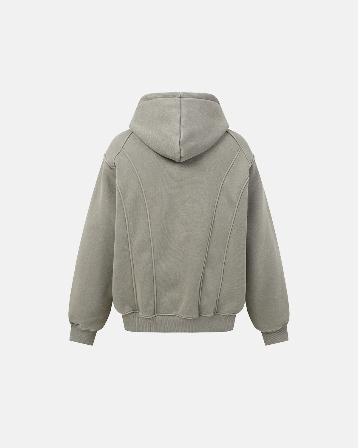 Washed Studded Boxy Zip Up Hoodie