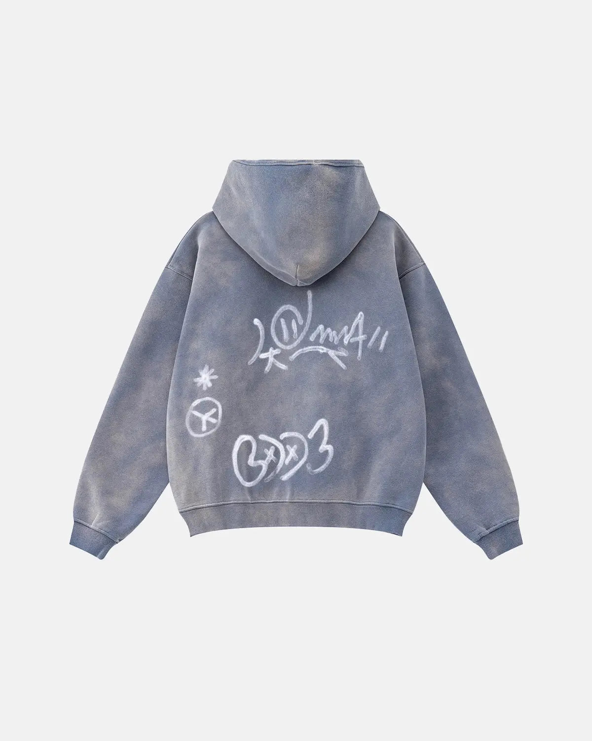 Graffiti Washed Zip Up Hoodies