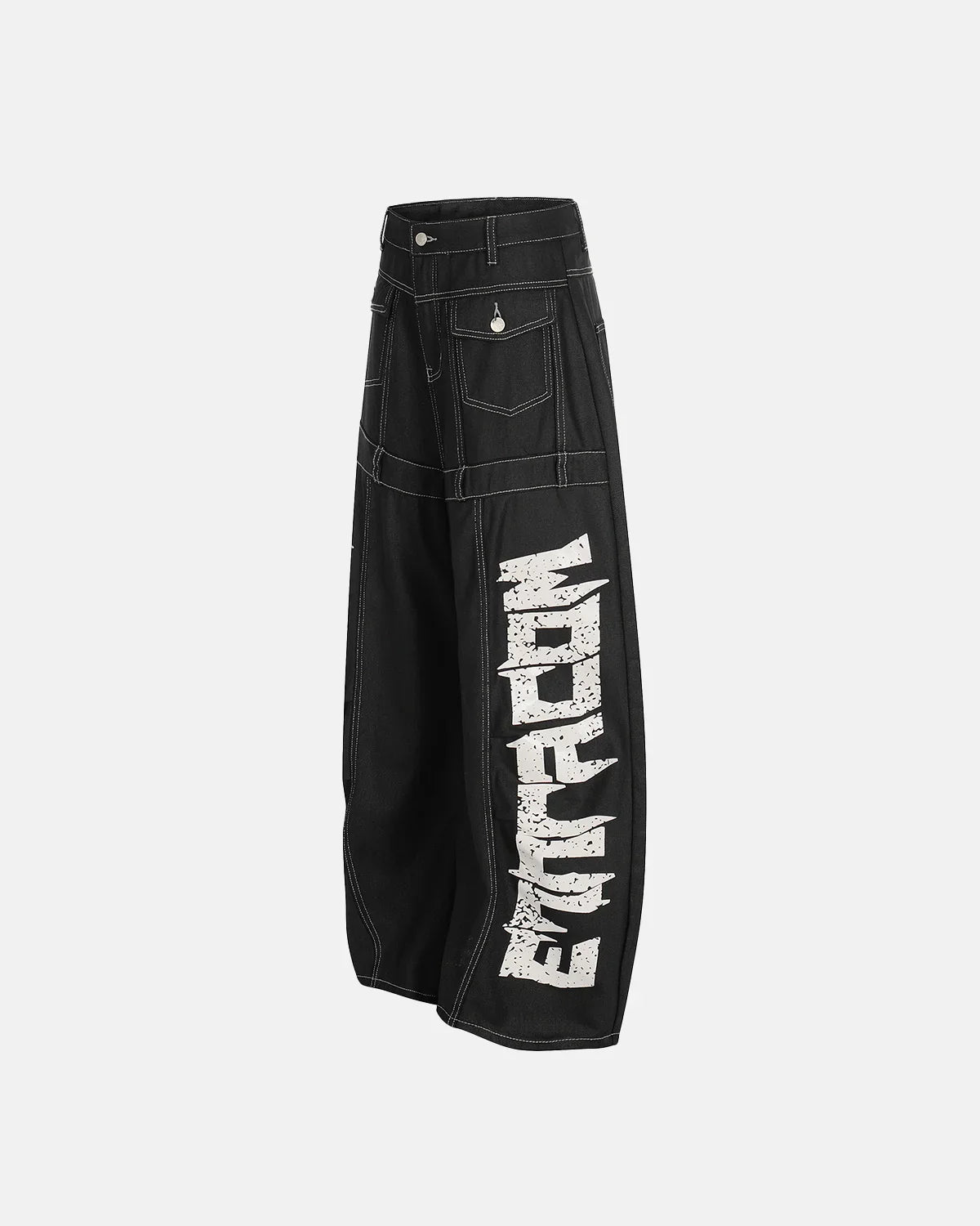 Letter Graphic Cargo Barrel Jeans