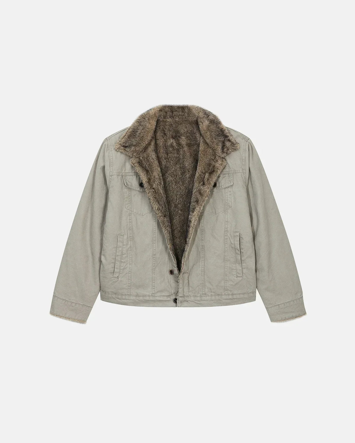 Veste de travail en suédine lavée doublée de fausse fourrure