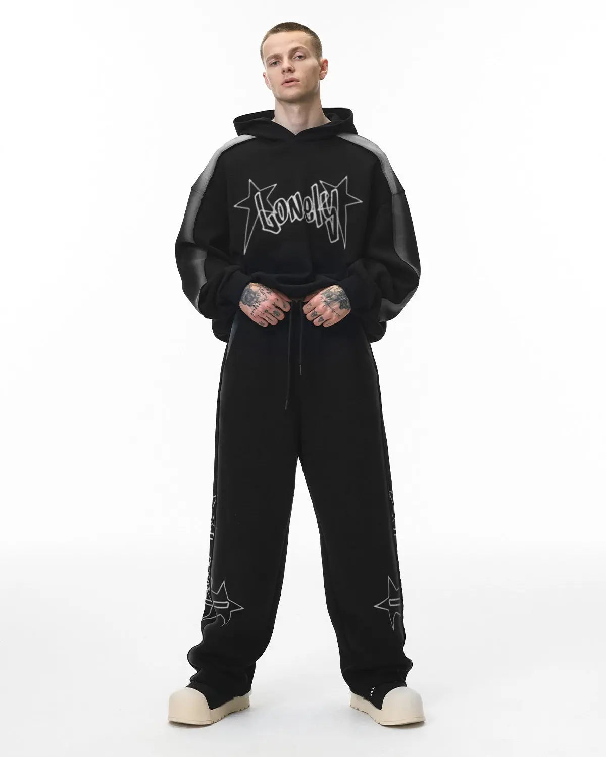 Stitching Spray-Painted Hoodies