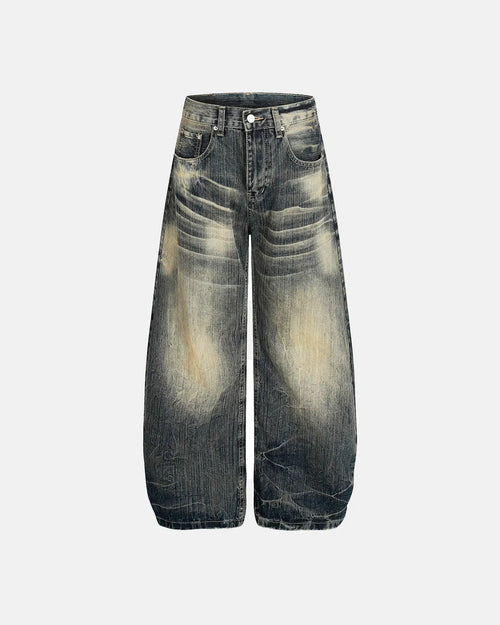 Bamboo Weave Barrel Baggy Jeans - As picture shown / S