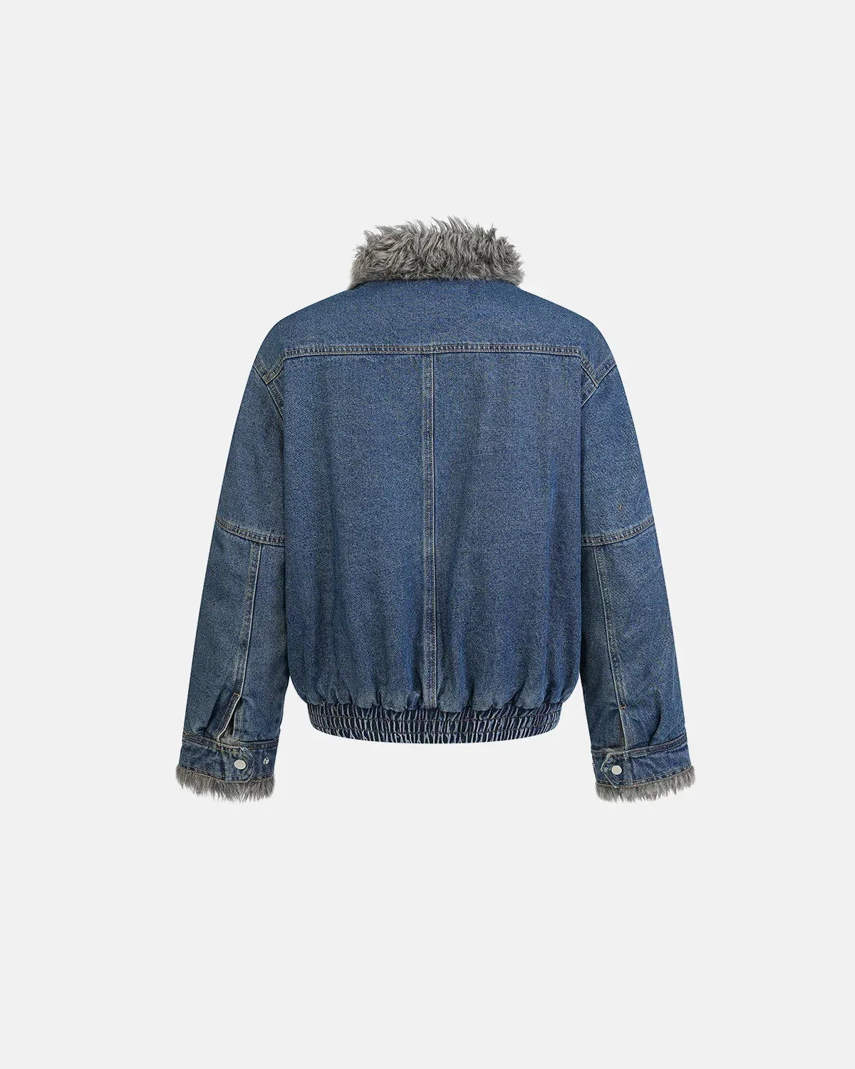 Faux Fur Padded Boxy Denim Jacket