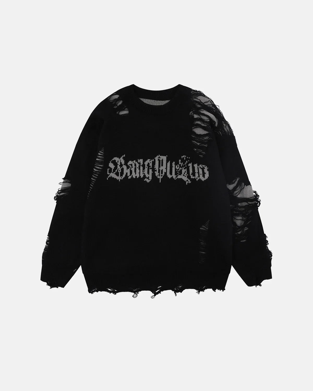 Distressed Gothic Graphic Knit Sweater