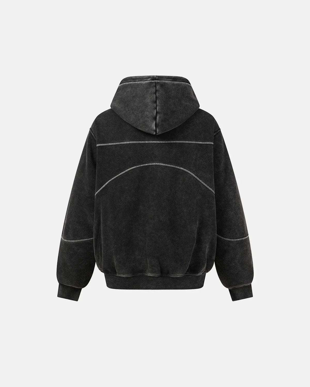 Contrast Stitch Boxy Zip Up Hoodie