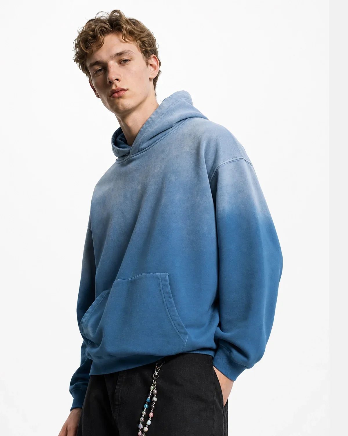 Blue Acid Wash Oversized Hoodie