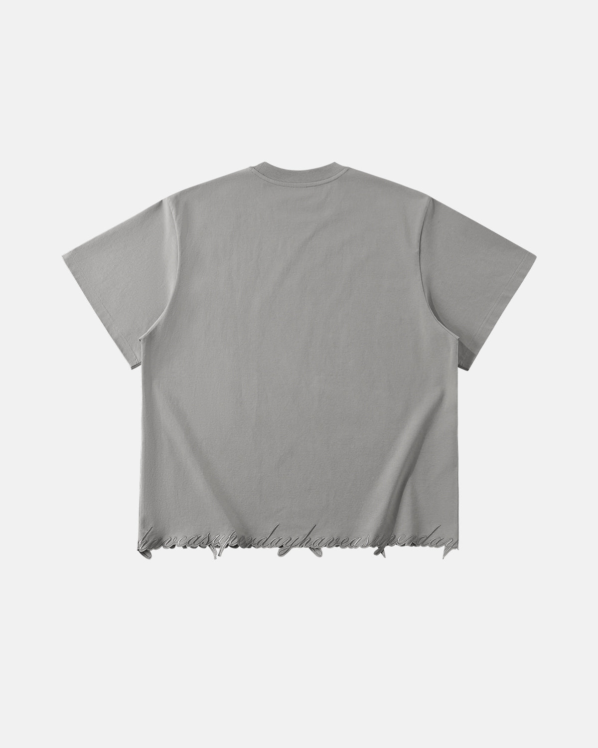 Embroidered Frayed Hem Oversized T-Shirt