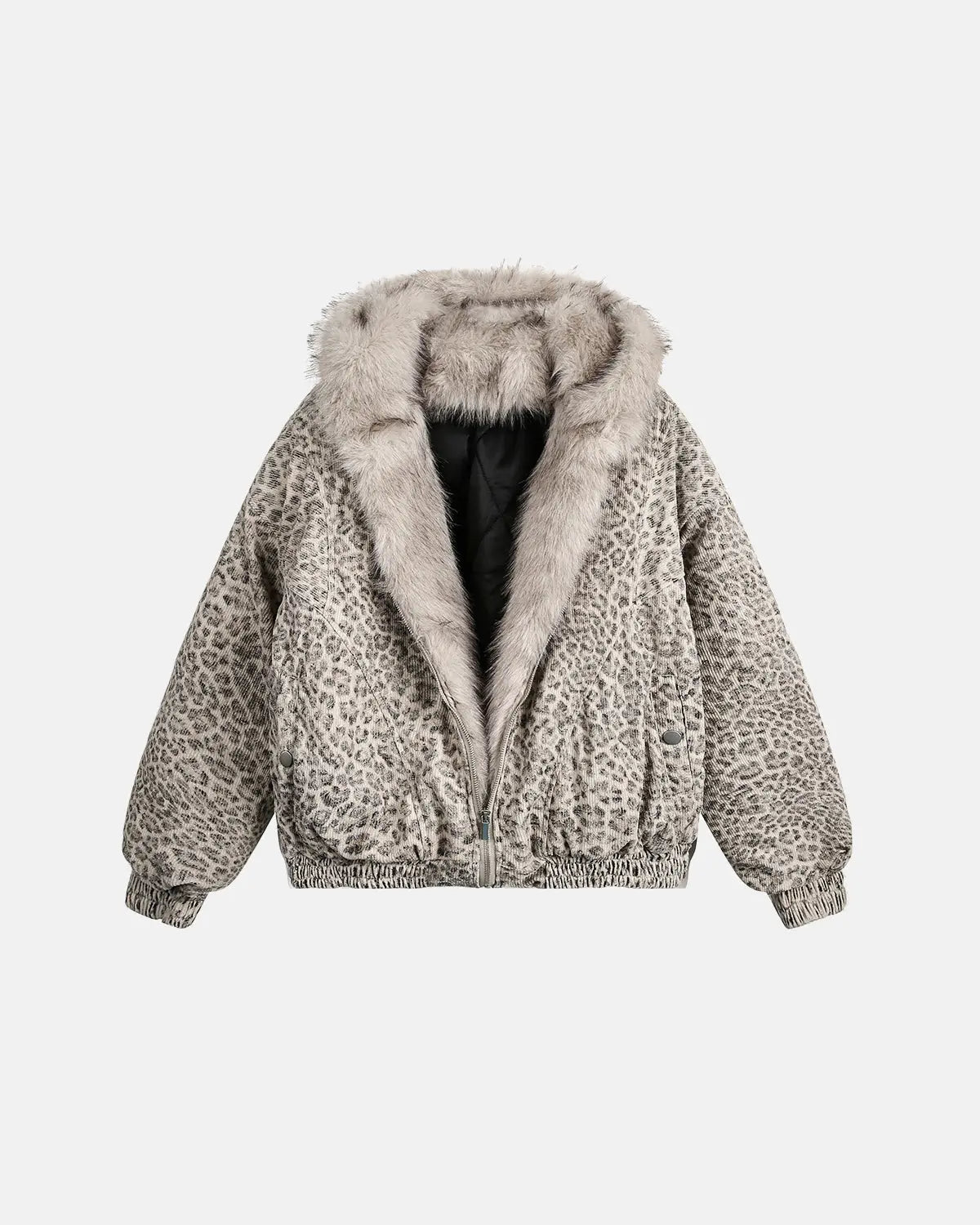 Leopard Faux Fur Lined Bomber Jacket MADXMARX