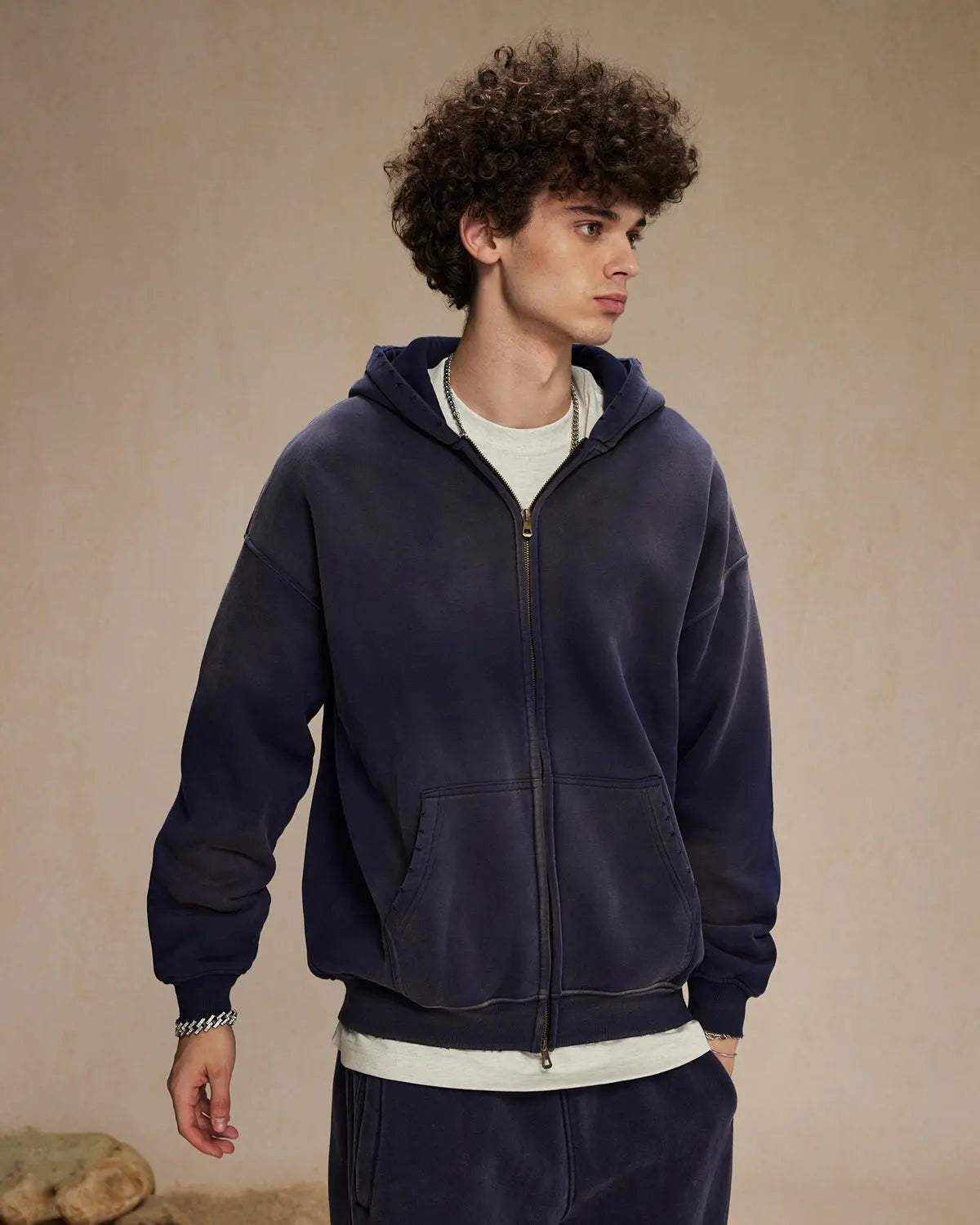 Acid Washed Zip Up Hoodies