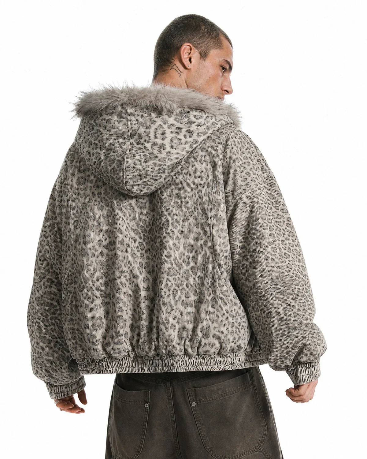 Leopard Faux Fur Lined Bomber Jacket MADXMARX