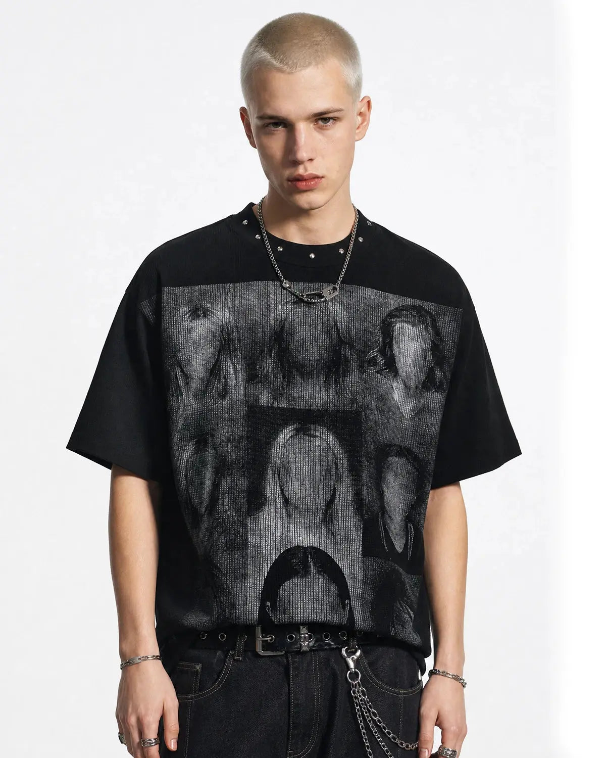 Portrait Graphic Waffle Boxy T-Shirt