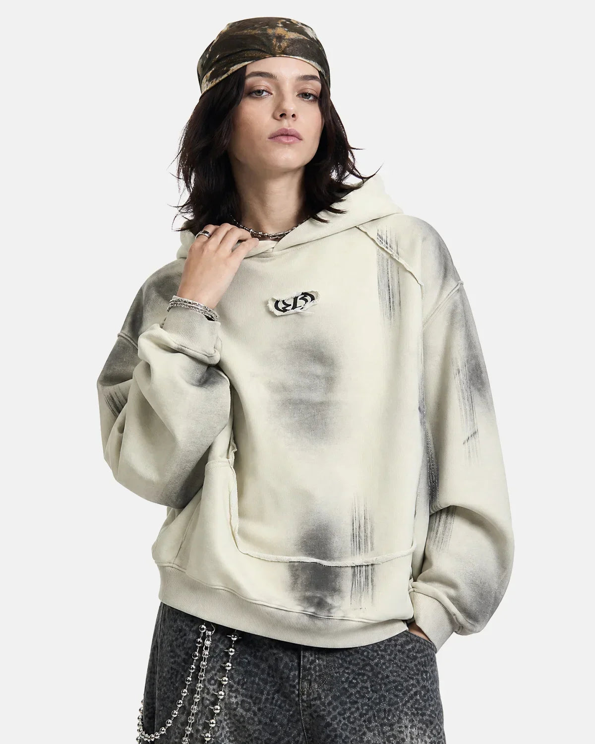 Washed Raw Edge Boxy Hoodie