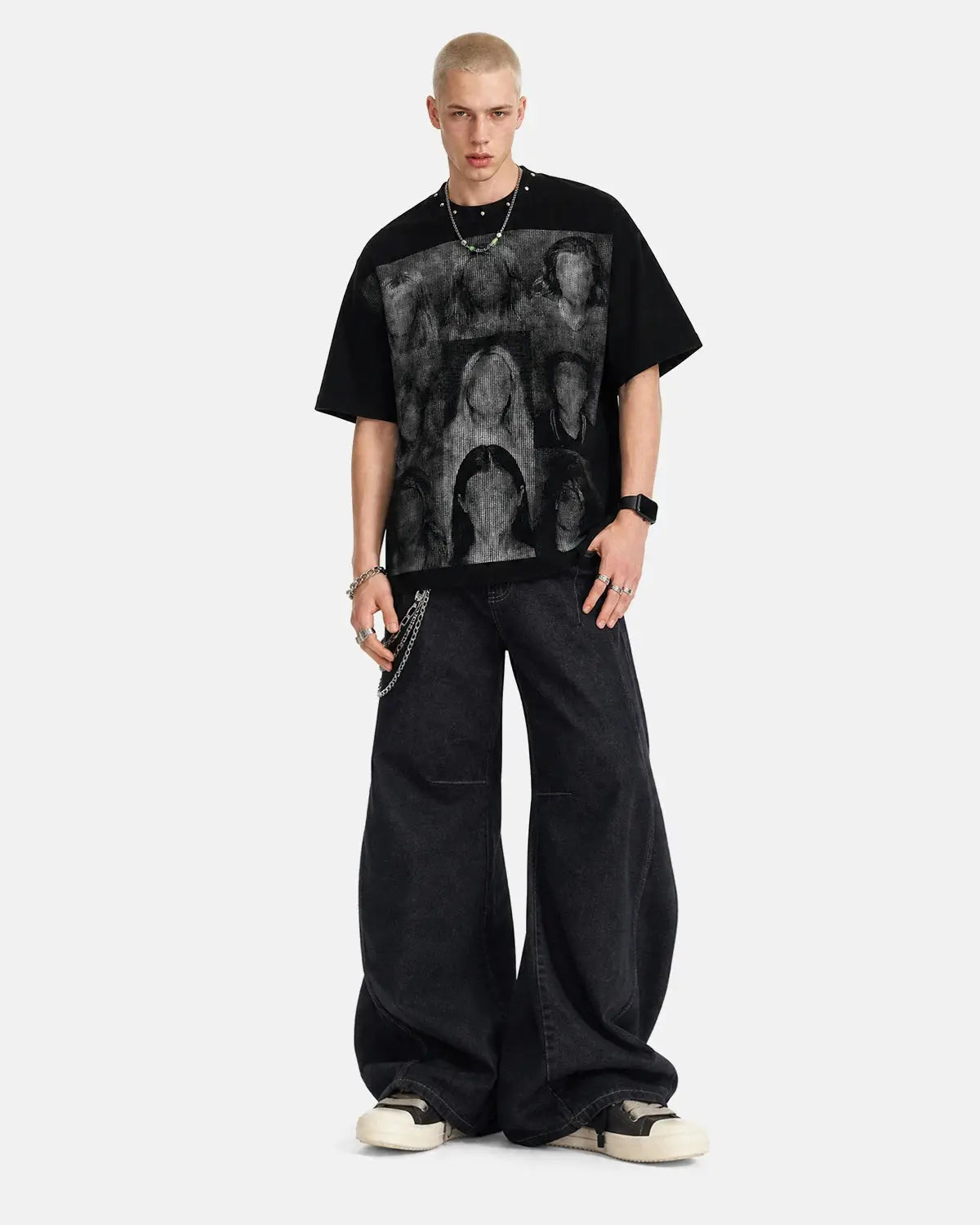 Portrait Graphic Waffle Boxy T-Shirt
