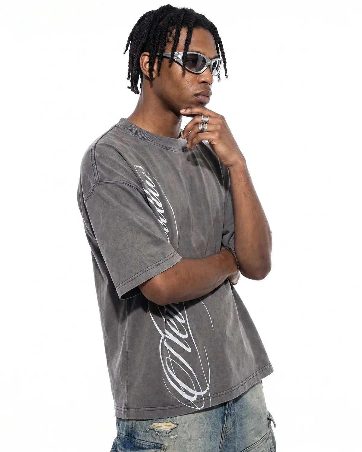 Boxy Script Graphic Washed T-Shirt