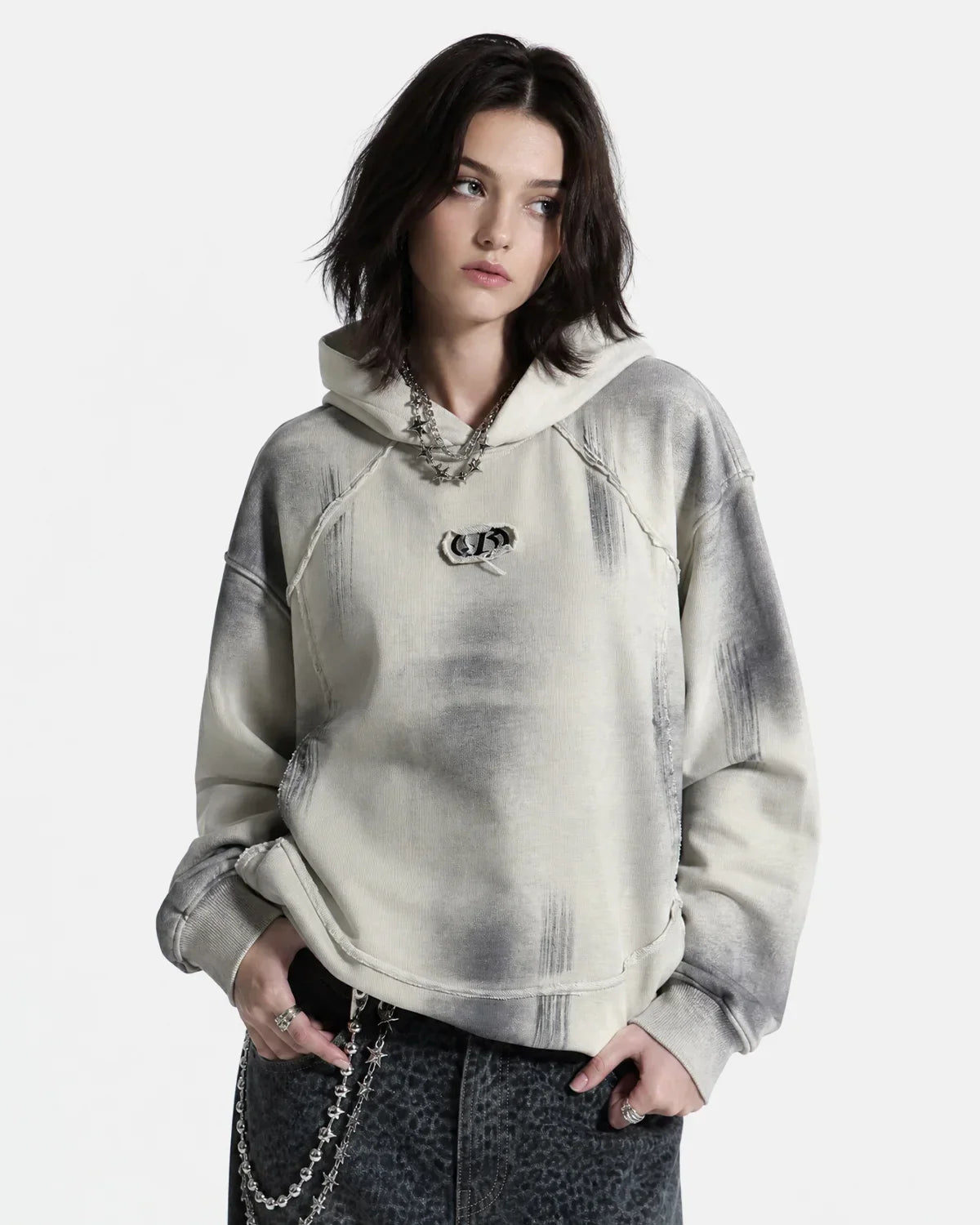 Washed Raw Edge Boxy Hoodie