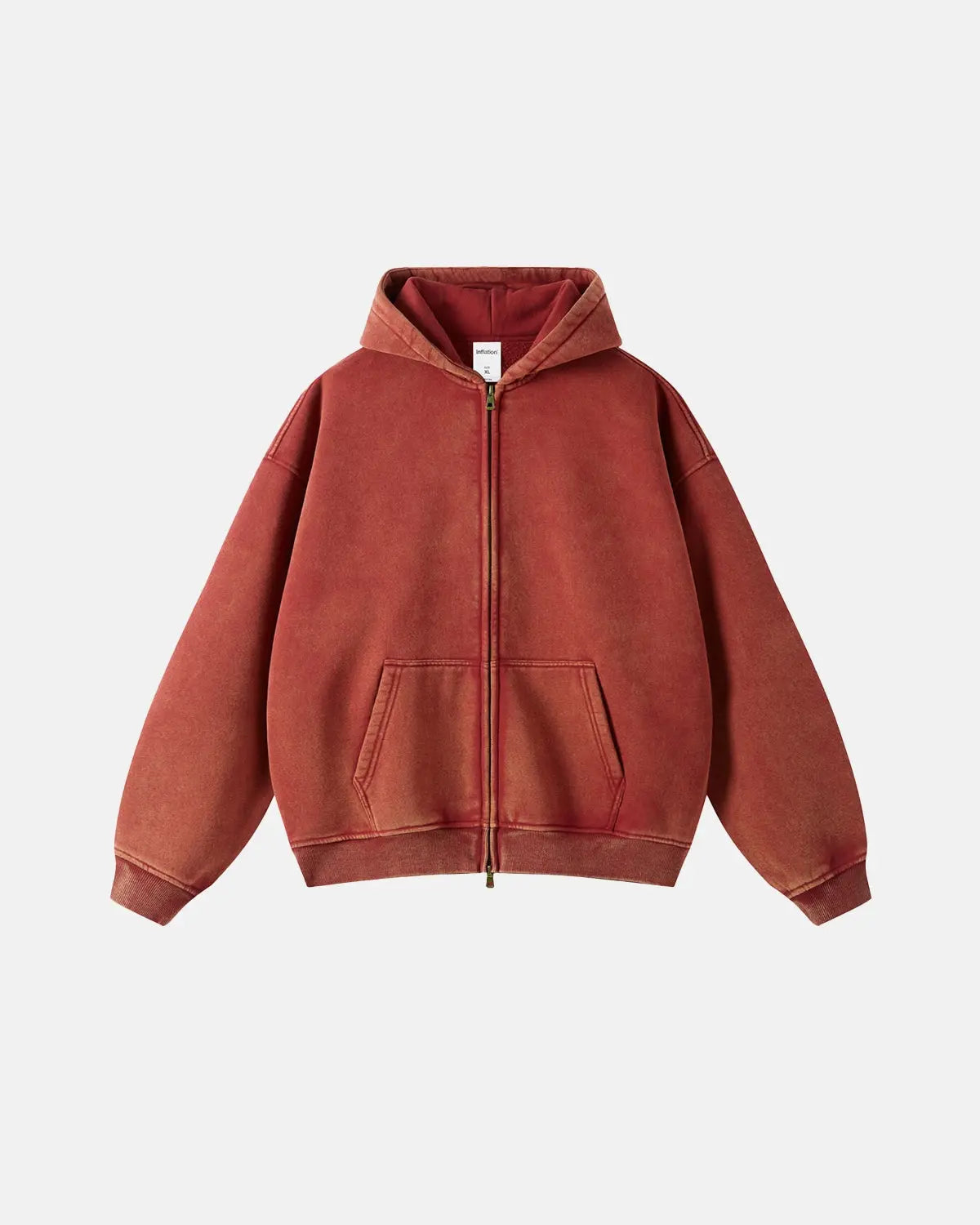 Washed Distressed Fleece Zip Up Hoodies