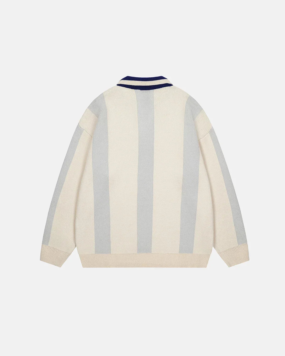 Retro Striped Polo Knit Sweater