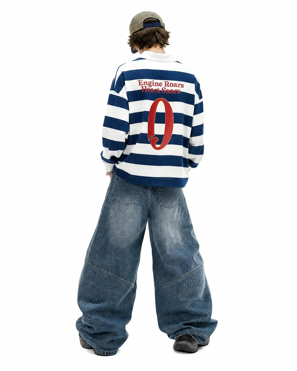 Graphic Striped Rugby Polo Shirt