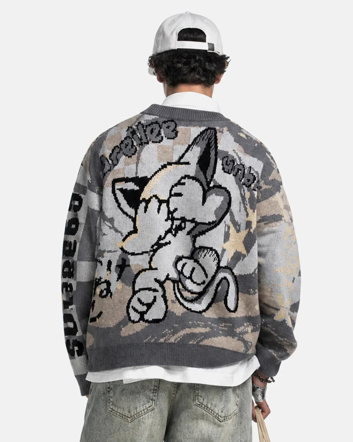 Comic Graphic Crew Neck Knit Sweater
