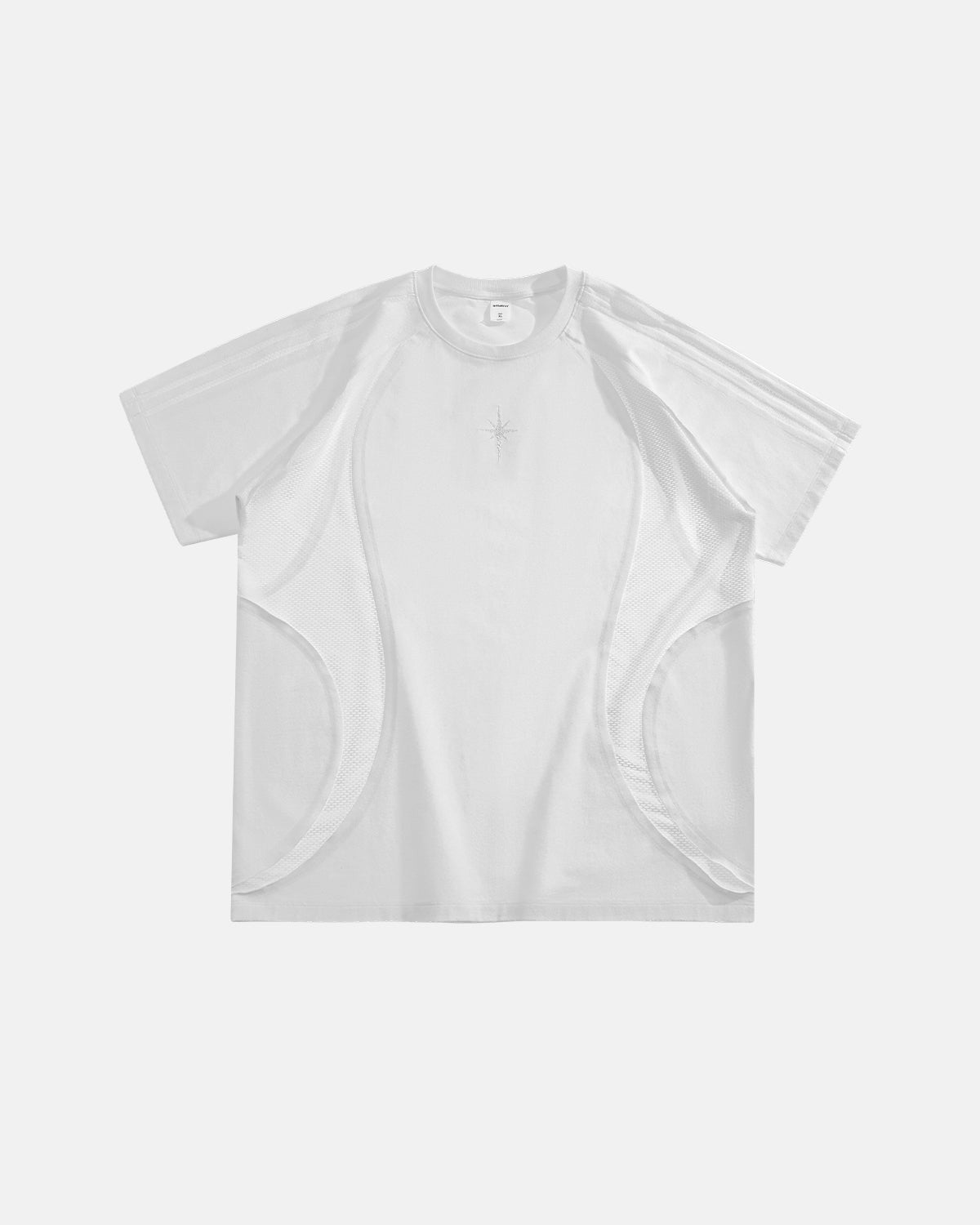 Mesh Patchwork Stitching Embroidered T-Shirt