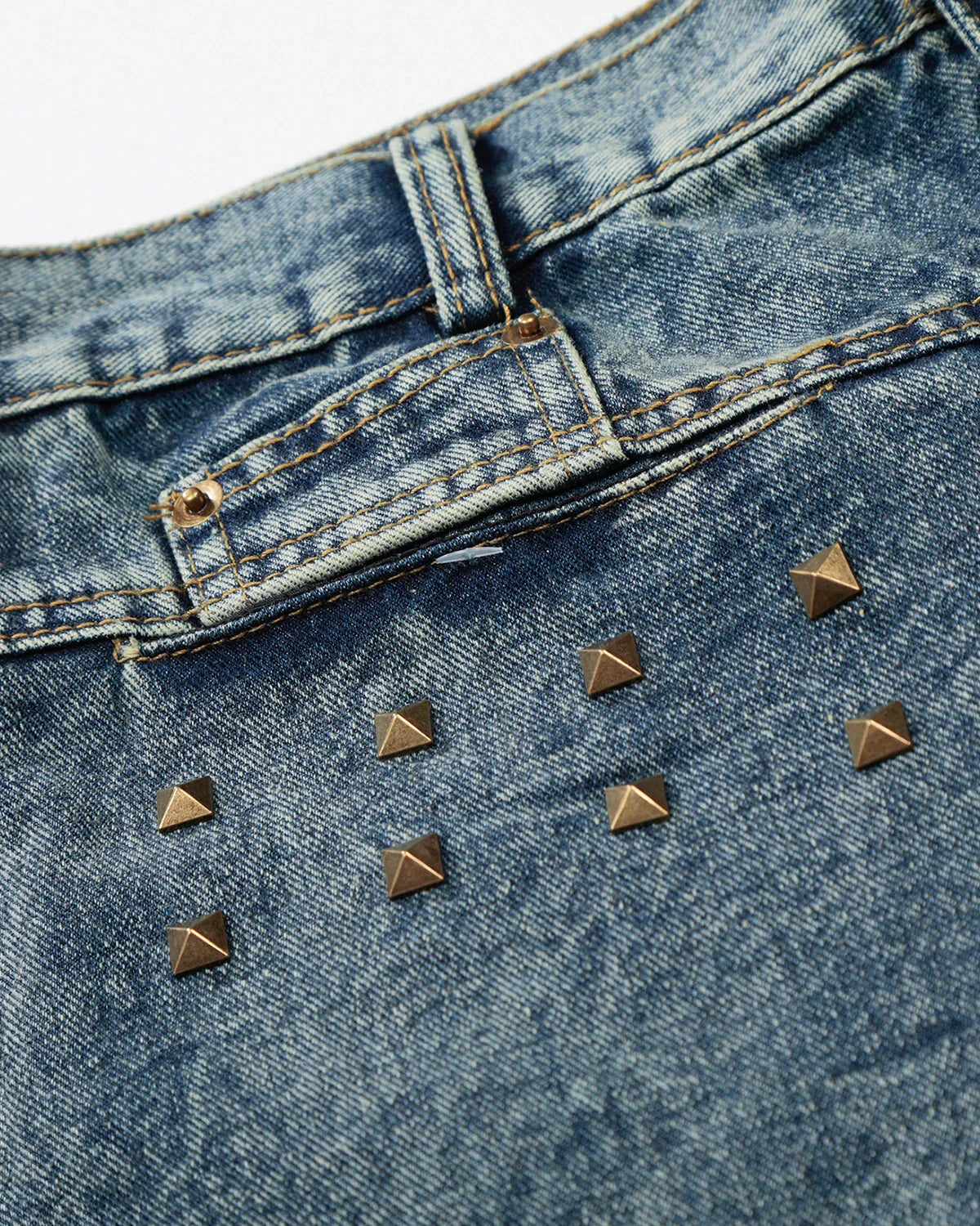 Studded Washed Long Baggy Jorts