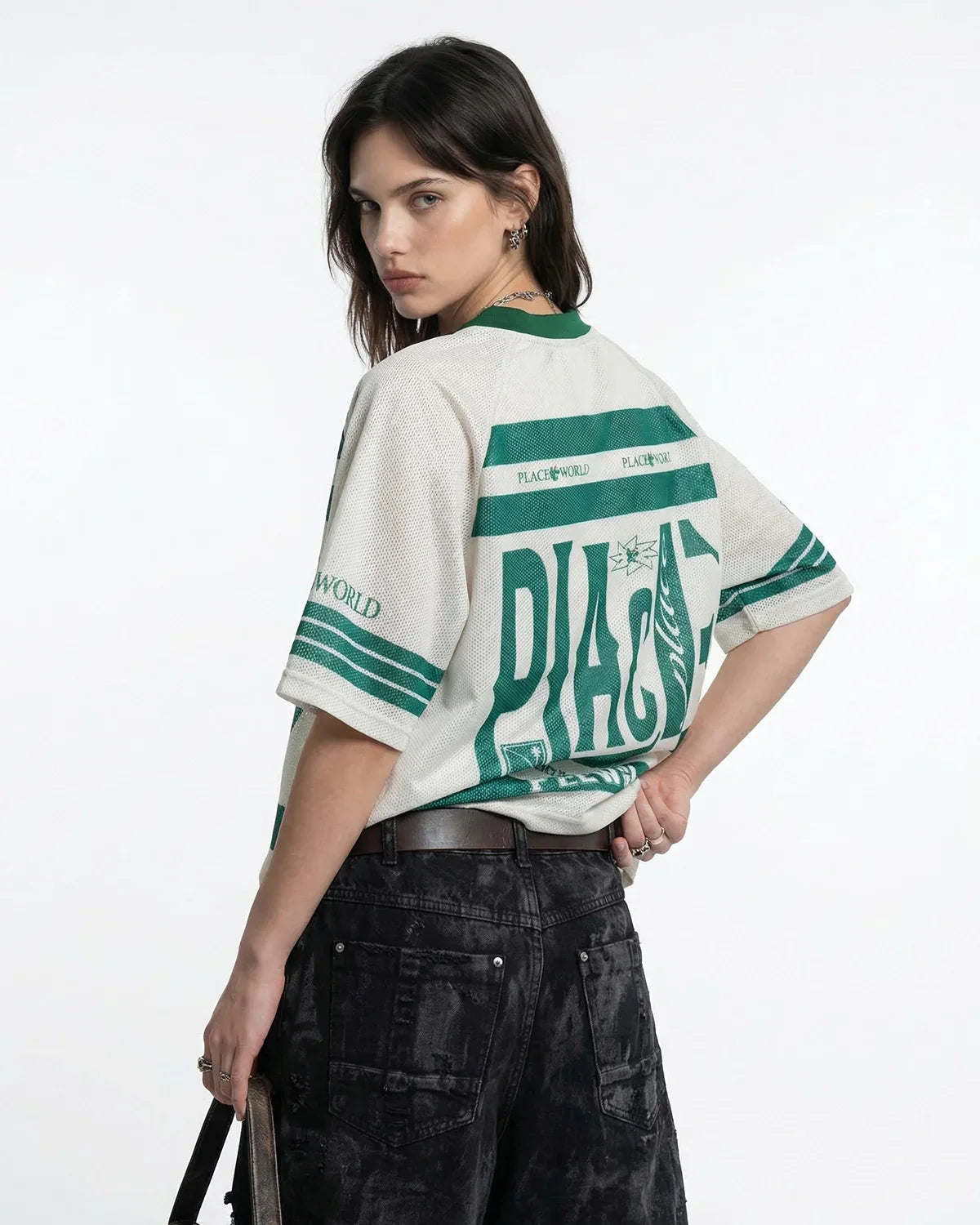Oversized Letter Mesh Jersey