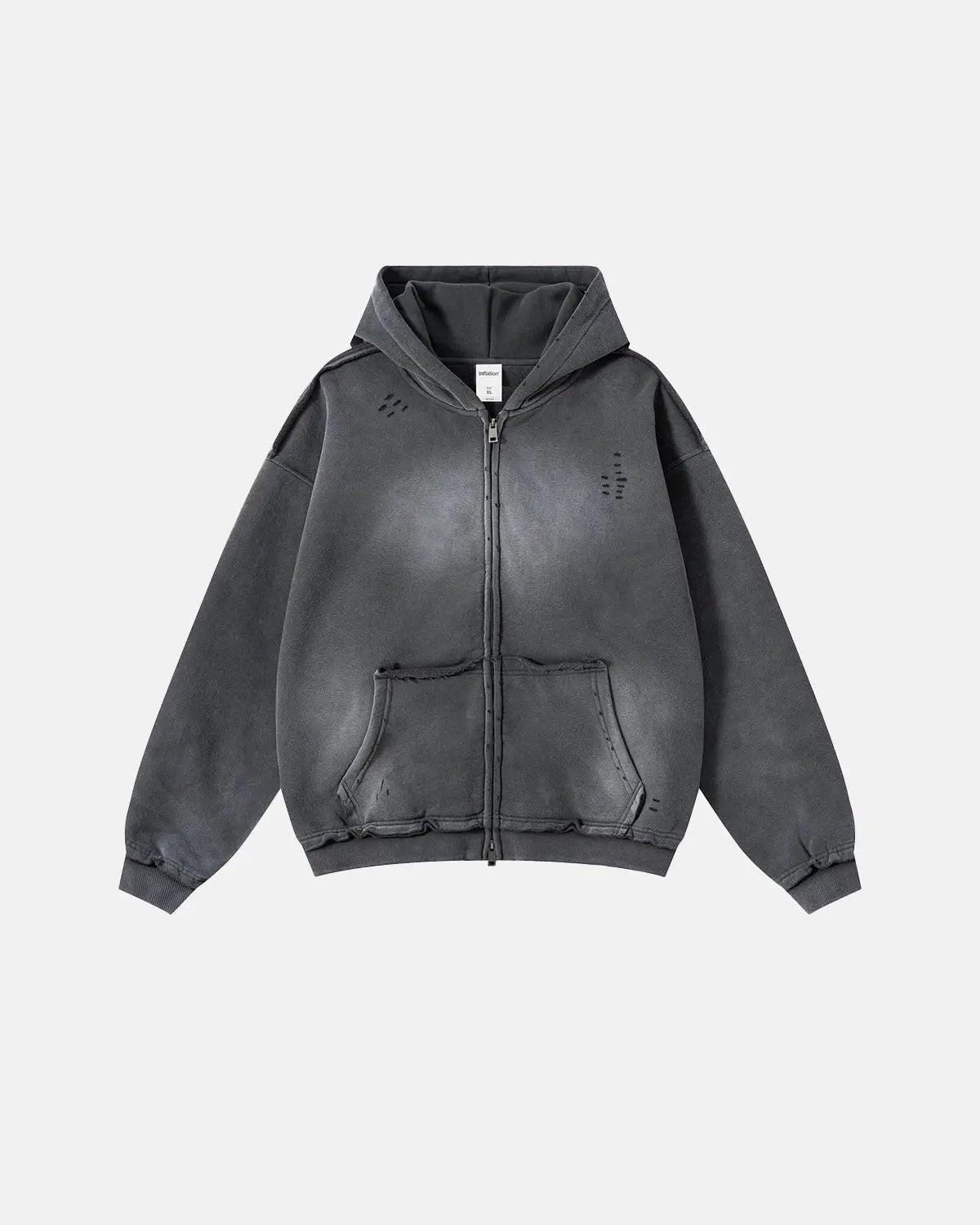 Monkey Wash Ripped Zip Up Hoodies