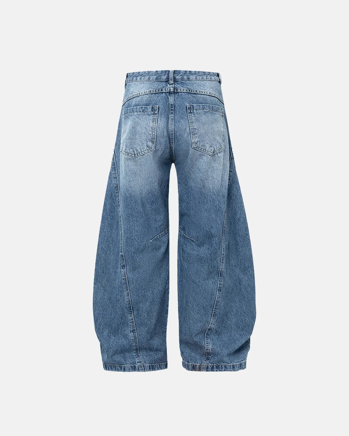 Acid Washed Distressed Barrel Jeans