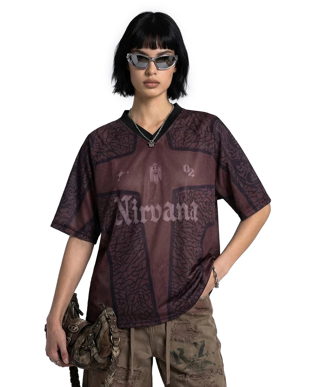 Tribal Pattern Mesh Jersey