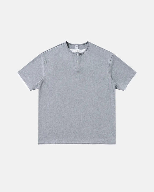 Camiseta Henley de manga larga estilo "Old Money" - Gris / M