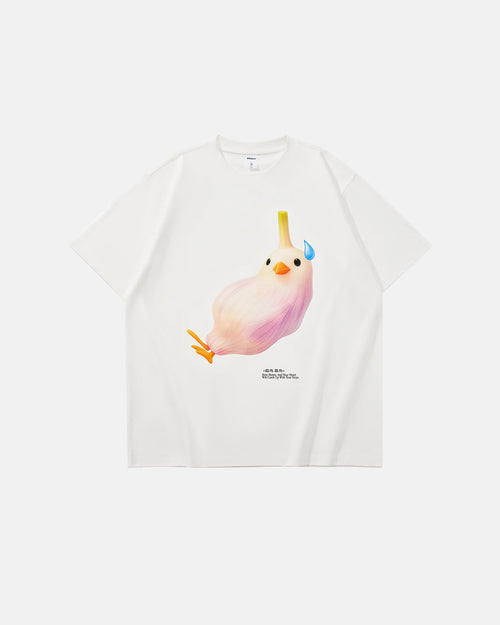 Funny Graphic Cotton T-shirt - Bird pattern / M