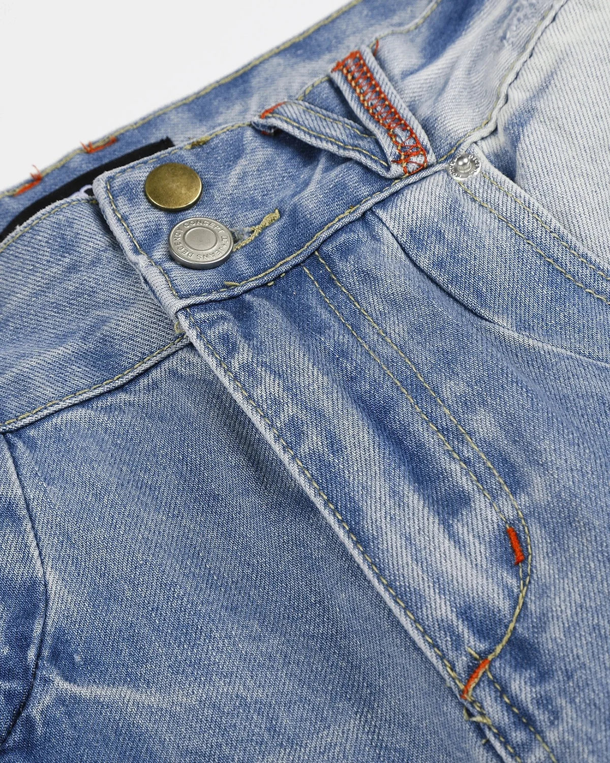 Calça Jeans Baggy com Costura Multicolorida