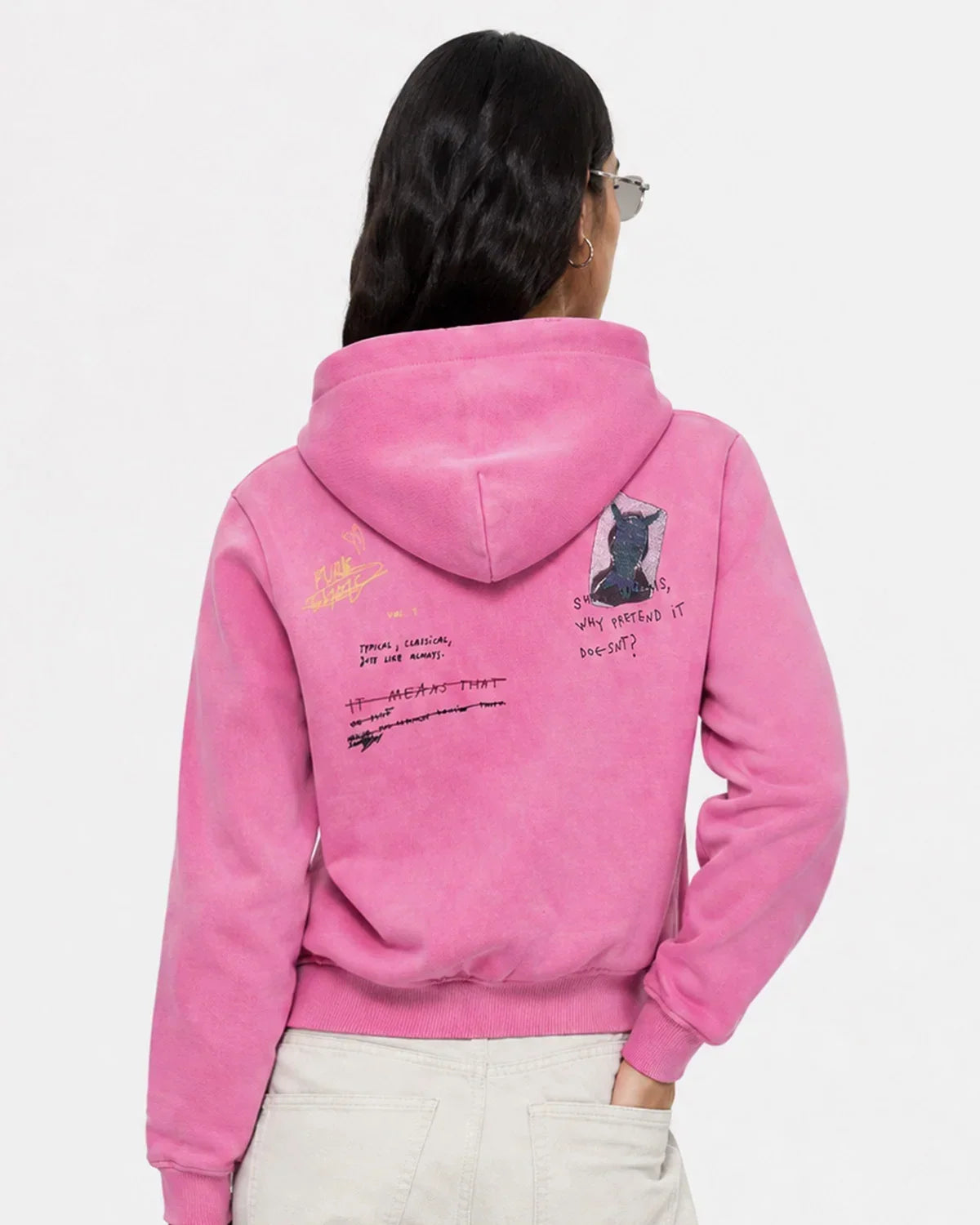 Graffiti Washed Zip Up Hoodie