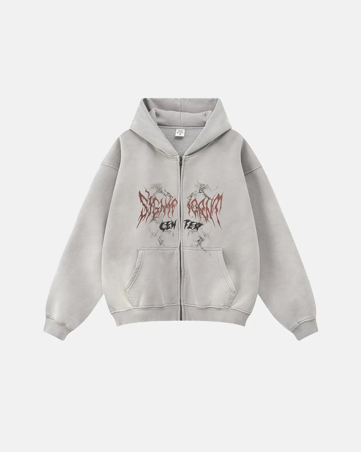 Washed Graphic Zip Up Hoodies