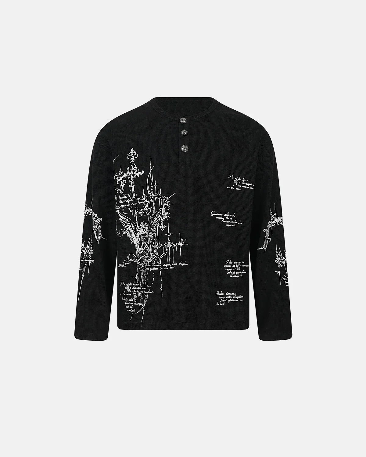 Graphic Henley Long Sleeve T-Shirt