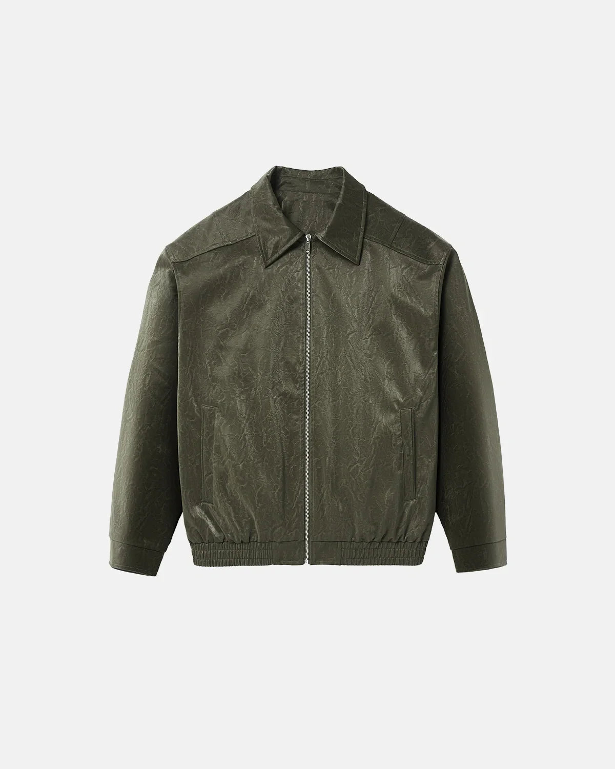 Minimalist PU Leather Zip Up Jacket