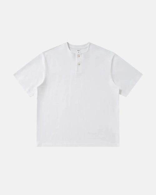 Old Money Henley Collar T-Shirt - White / M