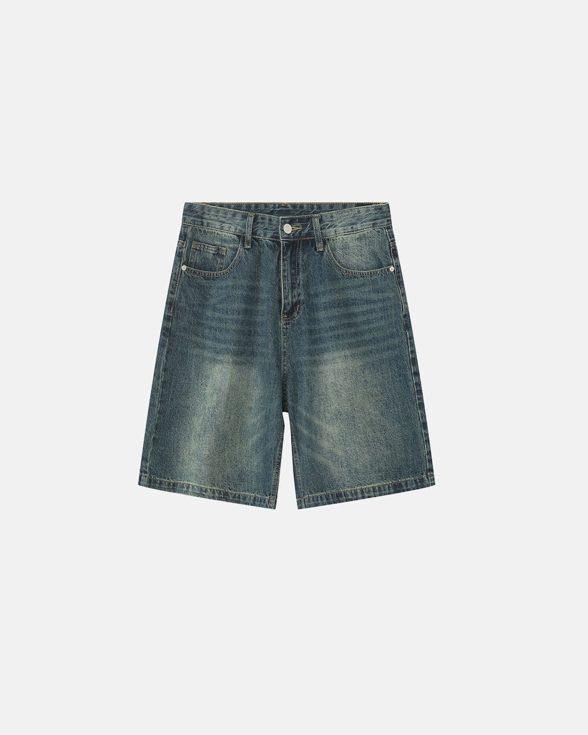 Washed Knee-Length Denim Shorts