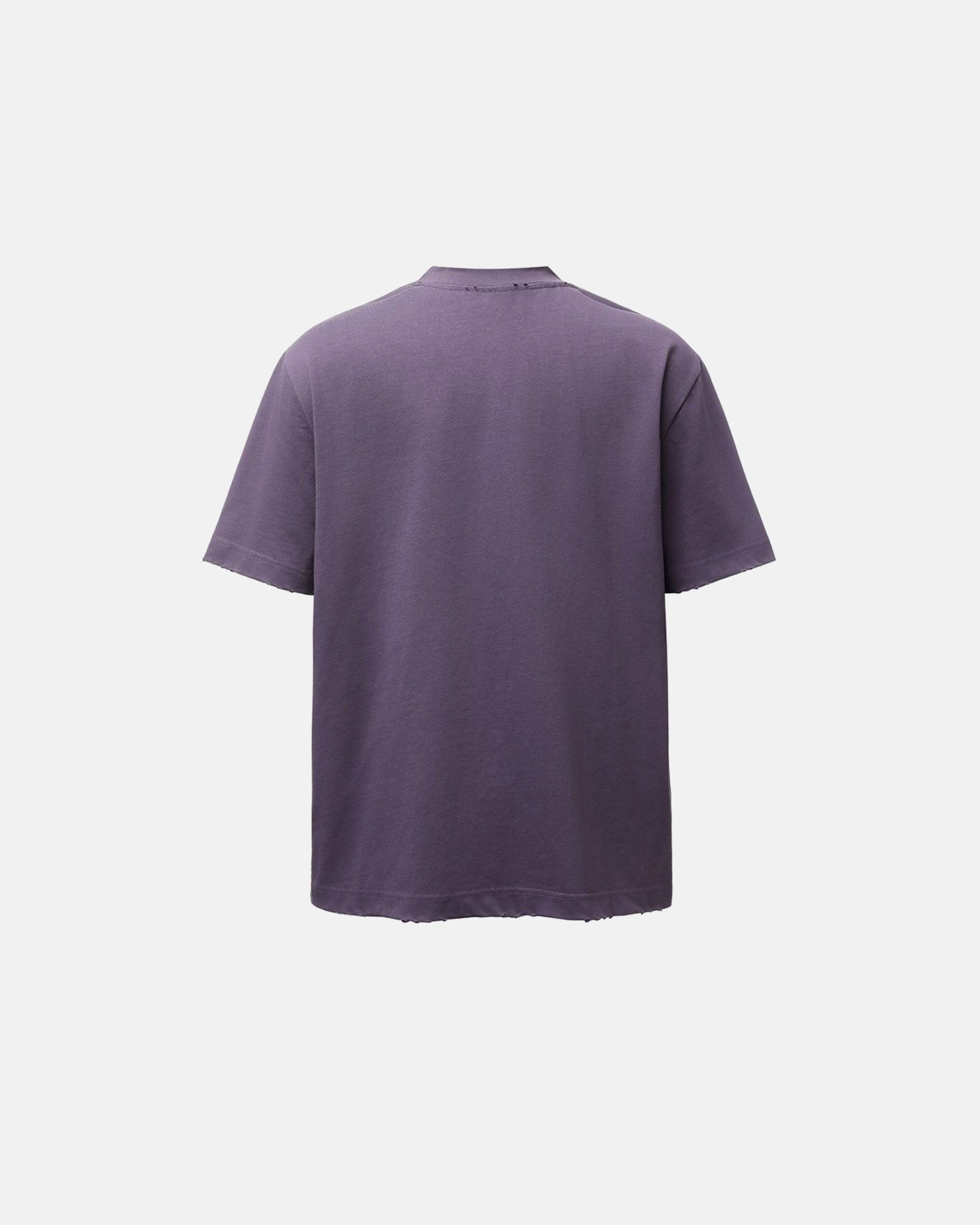 Distressed Washed Mock Neck T Shirt