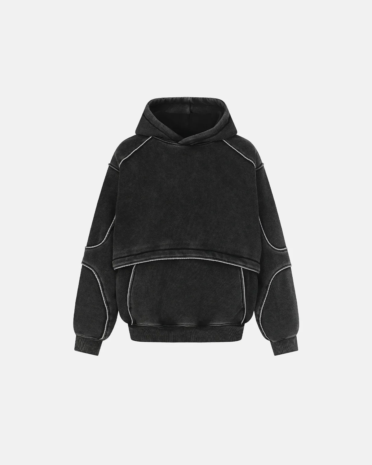 Washed Reflective Piping Boxy Hoodie