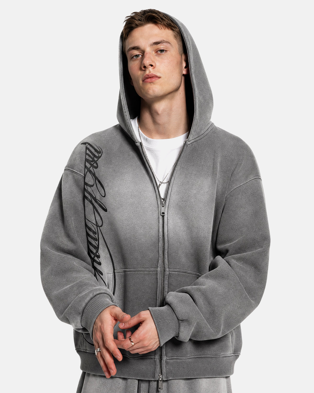 Acid Wash Zip Up Hoodies