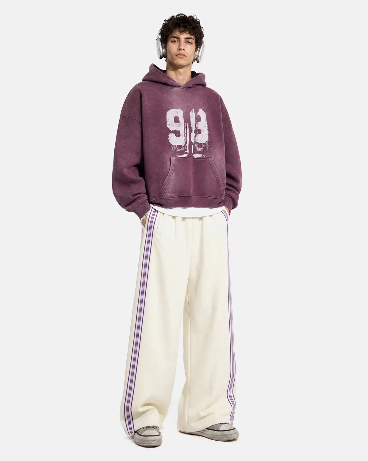 Side Stripe Wide Leg Track Pants